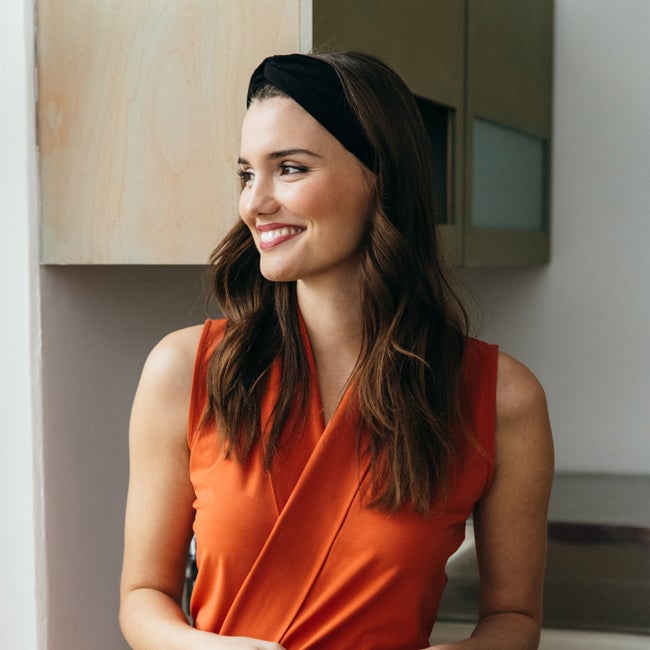 woman in orange outfit