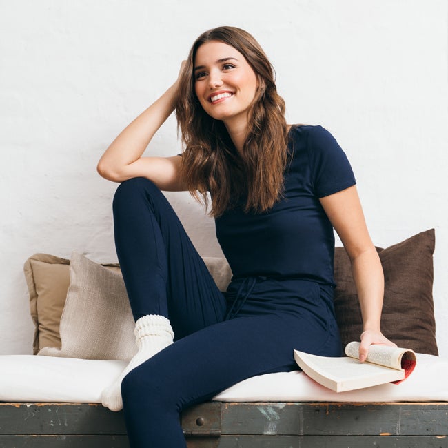 woman in black outfit